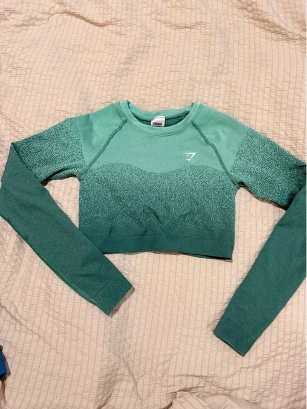 Gymshark green crop top long sleeve sz small #2037
